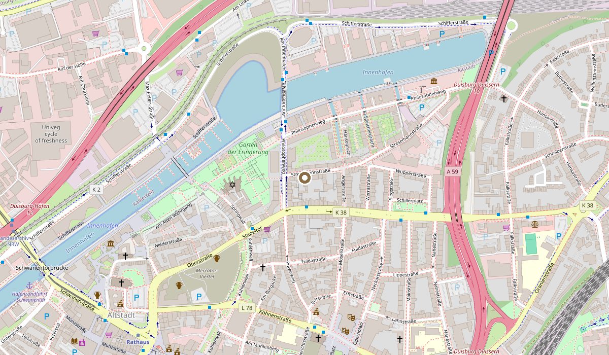 Kartenausschnitt: Stresemannstraße 8 am Duisburger Innenhafen